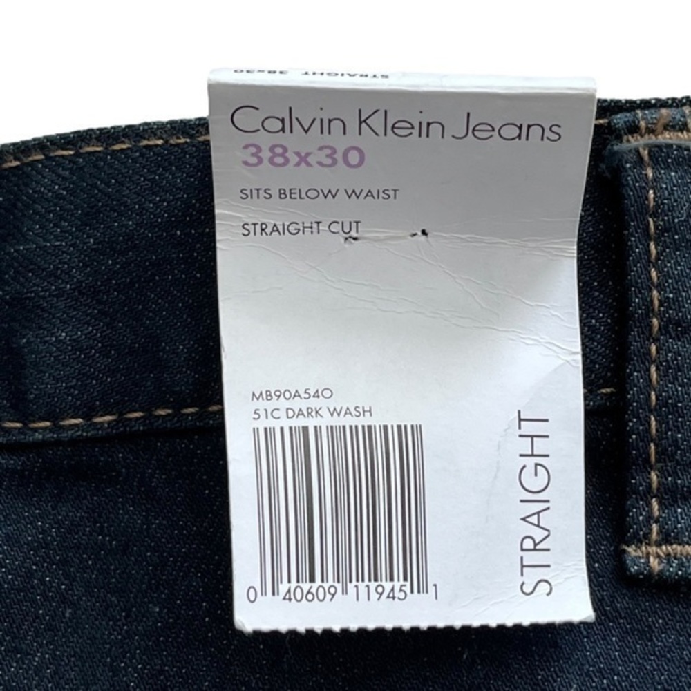 Calvin Klein Dark Wash Straight Cut Jeans NWT 38x30 - Picture 4 of 9